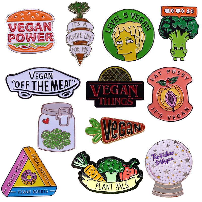 

Pins, Brooches 12 Different Styles Vegan Pins Badge Collection