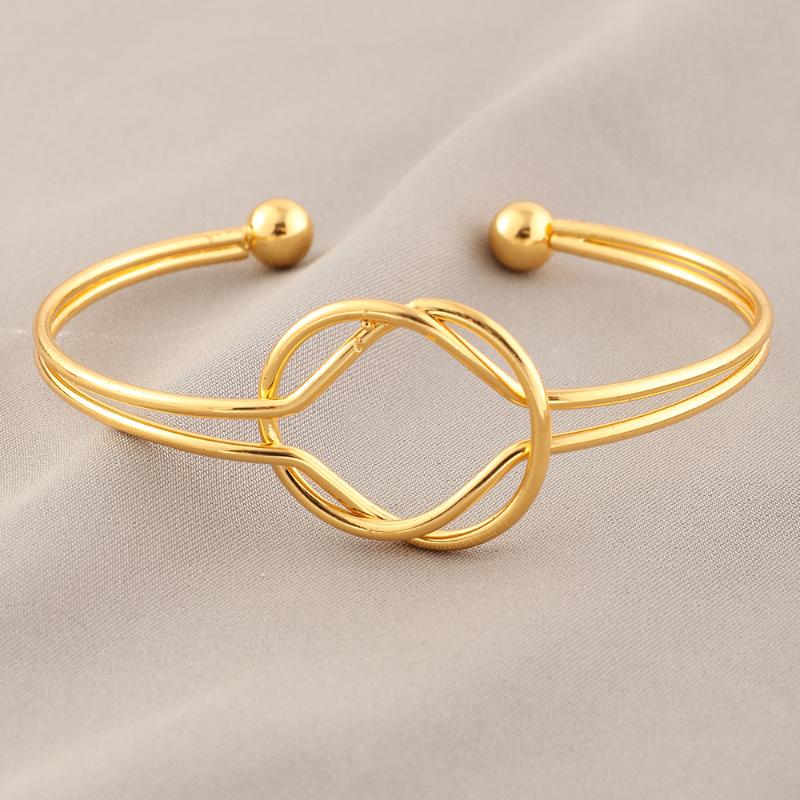 

Bangle Fashion Personalized Metal Knotted Bracelet Simple Adjustable For Women Punk Design Jewelry, Black