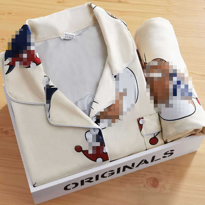 

2021Hot style lapel pajamas women in the spring and autumn cardigan long-sleeved pants cartoon ms leisurewear suit Womens pajamas, Black;red