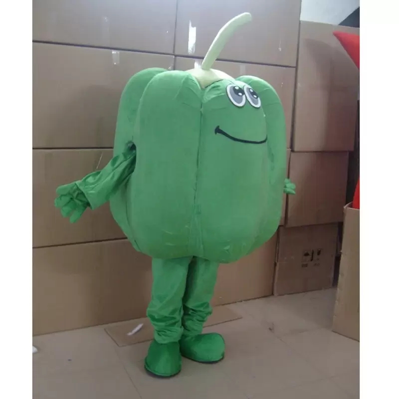 

Halloween Green Pepper Mascot Costume Cartoon vegetable Anime theme character Christmas Carnival Party Fancy Costumes Adults Size Outdoor Outfit, As pic