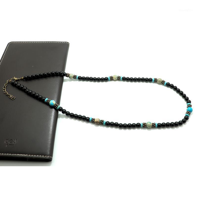 

Diffone Mens Stone Necklace Hiphop Rock Long For Homme Natural Obsidian Tiger Eye Beads Male Accessories Gift Chains