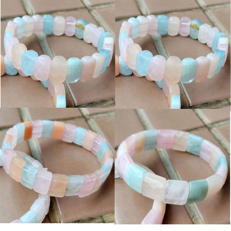 

Beaded, Strands Mutlicolor Stone Art Women Men Beads Elastic Bracelet 7.5" WFH858