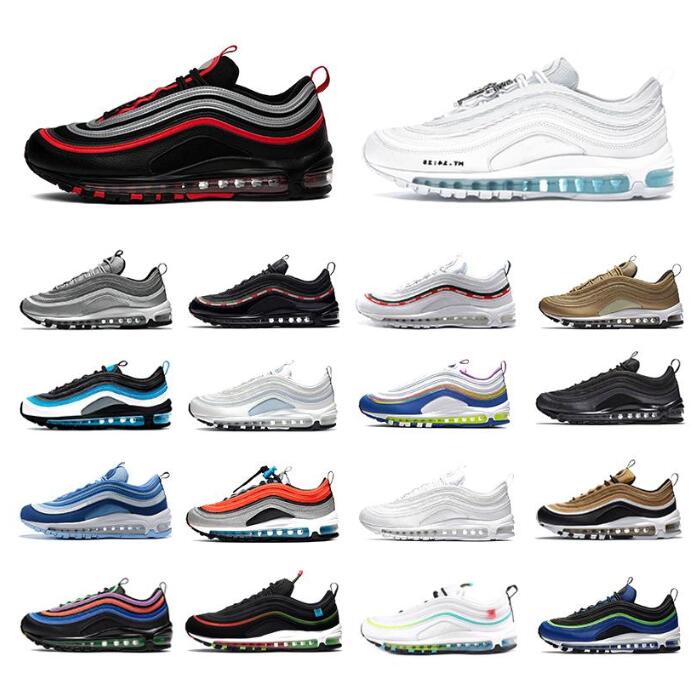 

Running shoes triple black white 97s silver metallic gold bred game royal men women sports sneakers