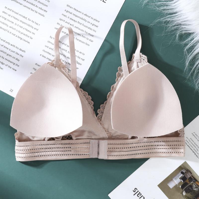 

Bustiers & Corsets Women Wirefree Thin Cup Bralette Brassiere Girls Lingerie Female Beauty Back Solid Bras Comfort Intimates Lace Bra For, Burgundy