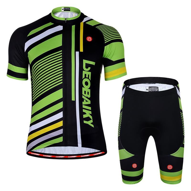 

Racing Sets LB Summer Cycling Jersey Short Sleeve Suit Men's Breathable Perspiration Mountain Bike, Black;blue