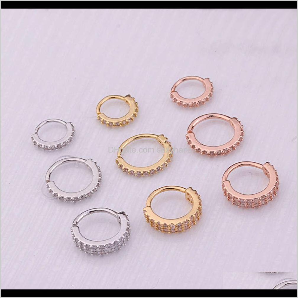 

Rings Studs Body Drop Delivery 2021 Puncture Jewelry Real Gold Color Micro Inlaid Zircon Nose Ring Cartilage Earrings Psfqo