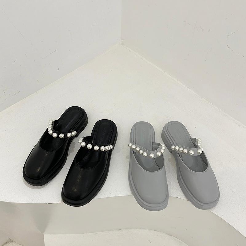 

Slippers Shoes Ladies' Cover Toe Platform Luxury Slides Slipers Women Med Designer 2021 Rome Rubber Microfiber PU Mary Janes Bon