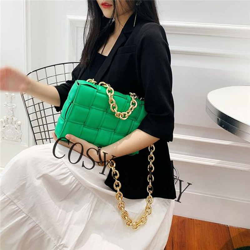 

Big golden chain style women Fashion Bags real leather woven crossbody Shoulder Bag female luxury womens handbag, Make up the difference