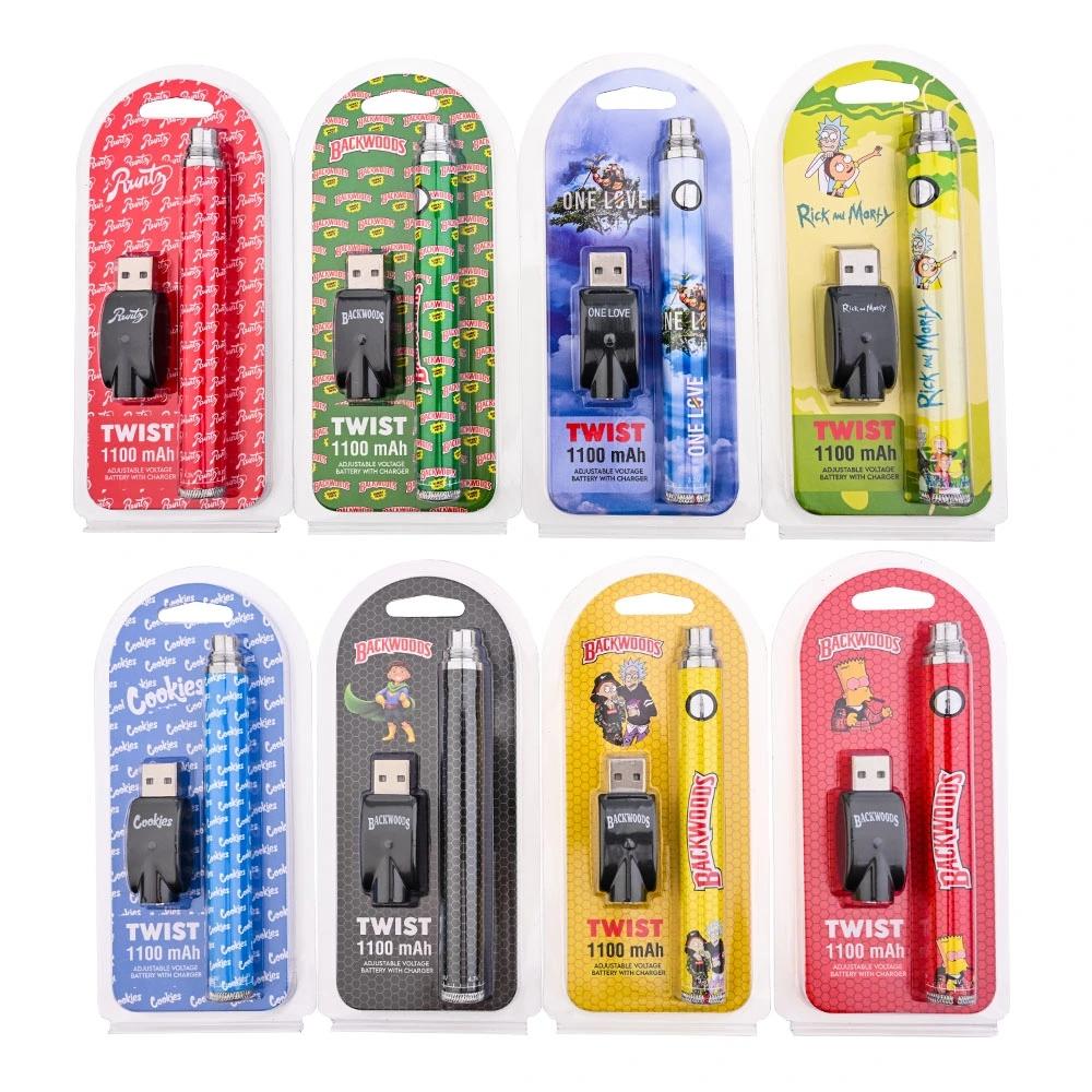 

Backwoods Preheating Twist Battery 1100mah Rick & Morty Preheat Bottom Dial Variable Voltage BUD 900mAh Vape pen 510 for Wax Oil Th205 Cartridge