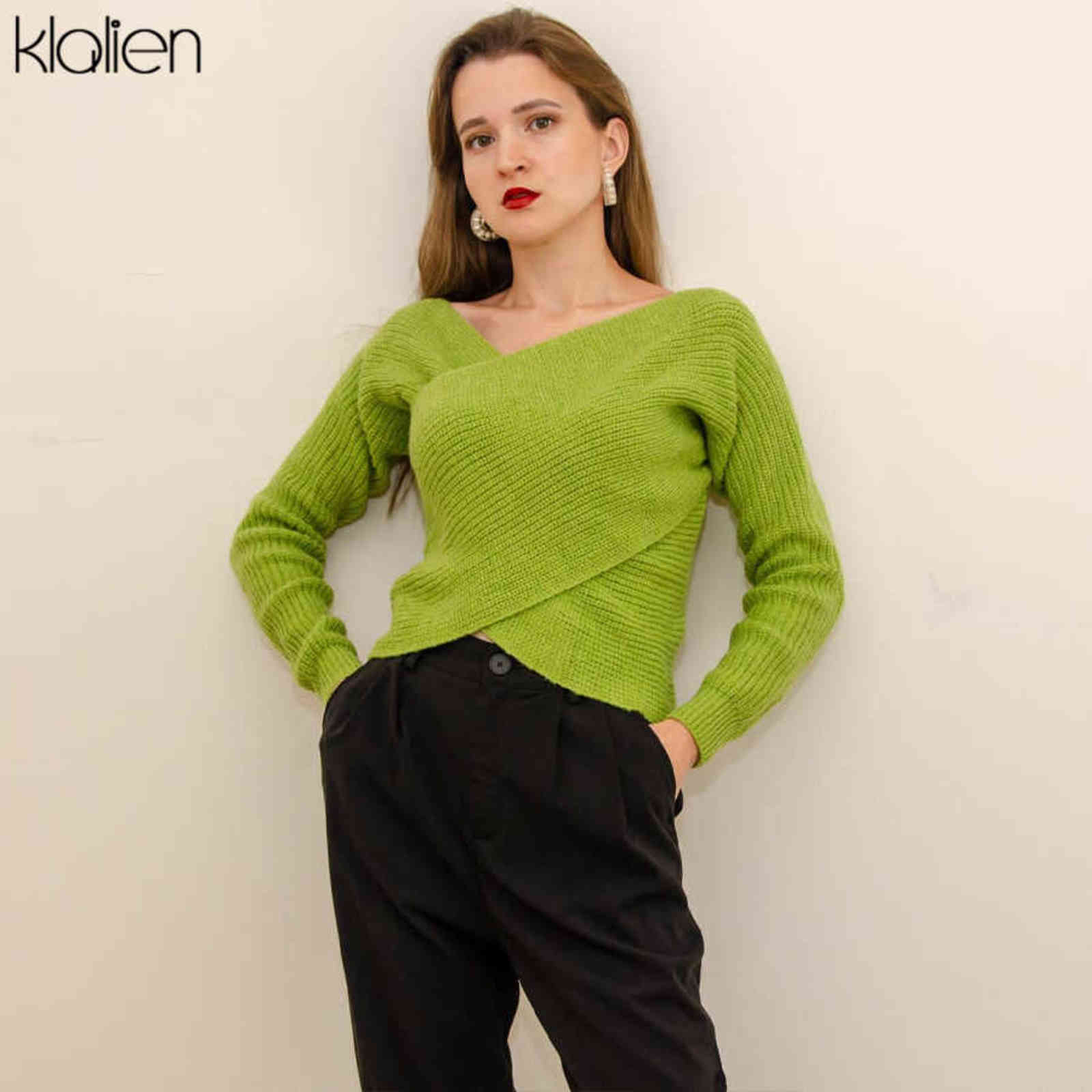 

KLALIEN Fashion Elegant Long Sleeve Square Collar Solid Slim Sweater Women Autumn Office Lady Streetwear Warm Female Top 211109, Blue
