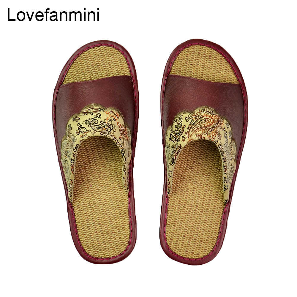 

Classic luxury Designer Genuine Cow Leather slippers couple indoor non-slip men women home fashion casual single shoes PVC soft soles spring, Black