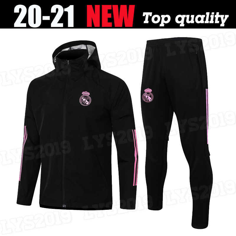 

20 21 REAL MADRID Hooded trench coat training wear HAZARD SERGIO RAMOS BENZEMA VINICIUS camiseta football Windbreaker suit uniforms 2020/21
