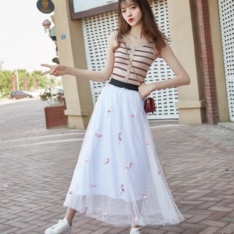 

Skirts Clear Warehouse Spring Season Net Yarn Medium Length Fairy Skirt Fashion And Autumn Red Female Half, White