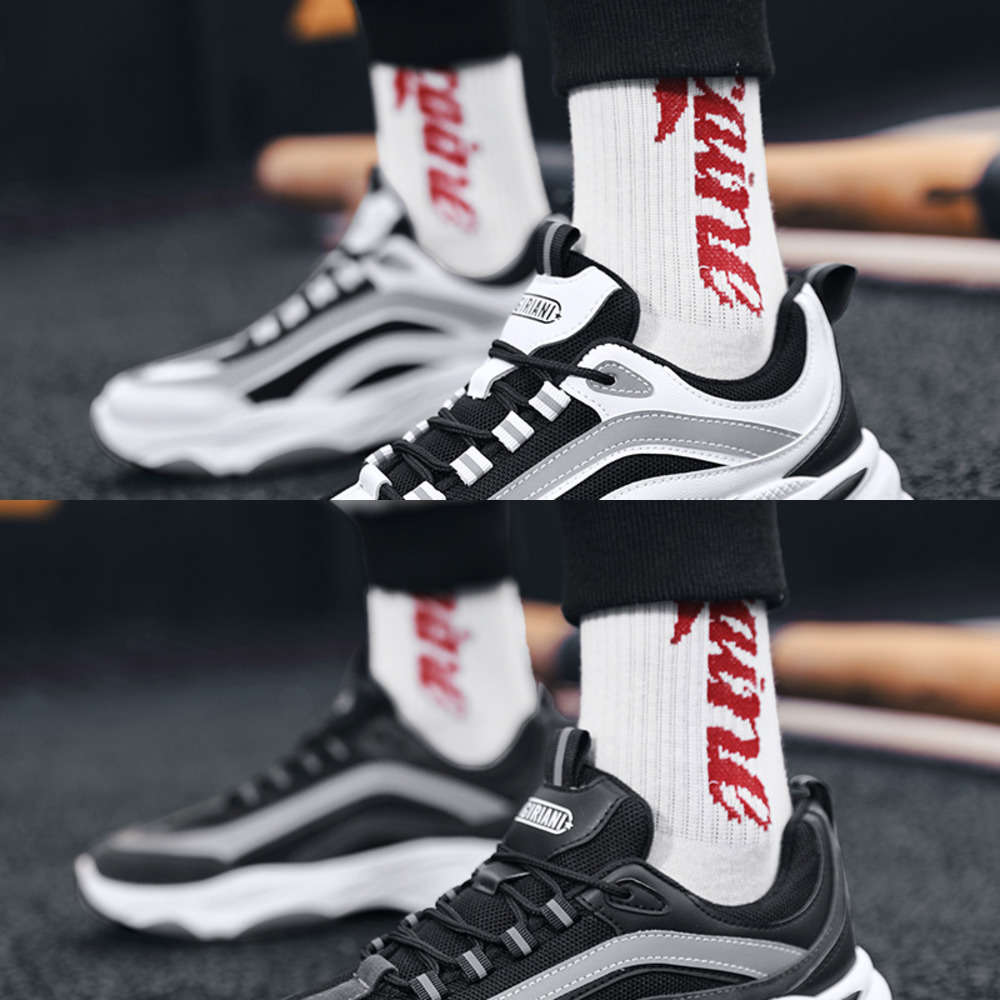 

Casual shoes Men's shoes 2021 spring and summer thin Korean breathable panda thick soled daddy men's leisure high rise sports 2UM9, Black