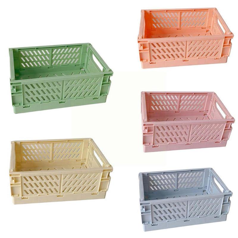 

Pencil Cases Foldable Plastic Pen Makeup Cosmetic Storage Box Basket Desktop Sundries Holder Brush F1f8