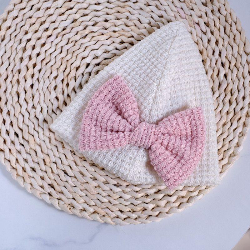 

Caps & Hats 2022 Baby Accessories For Born Toddler Kids Girl Boy Waffle Point Hair Bows Turban Beanie Hat Knot Solid, Yellow