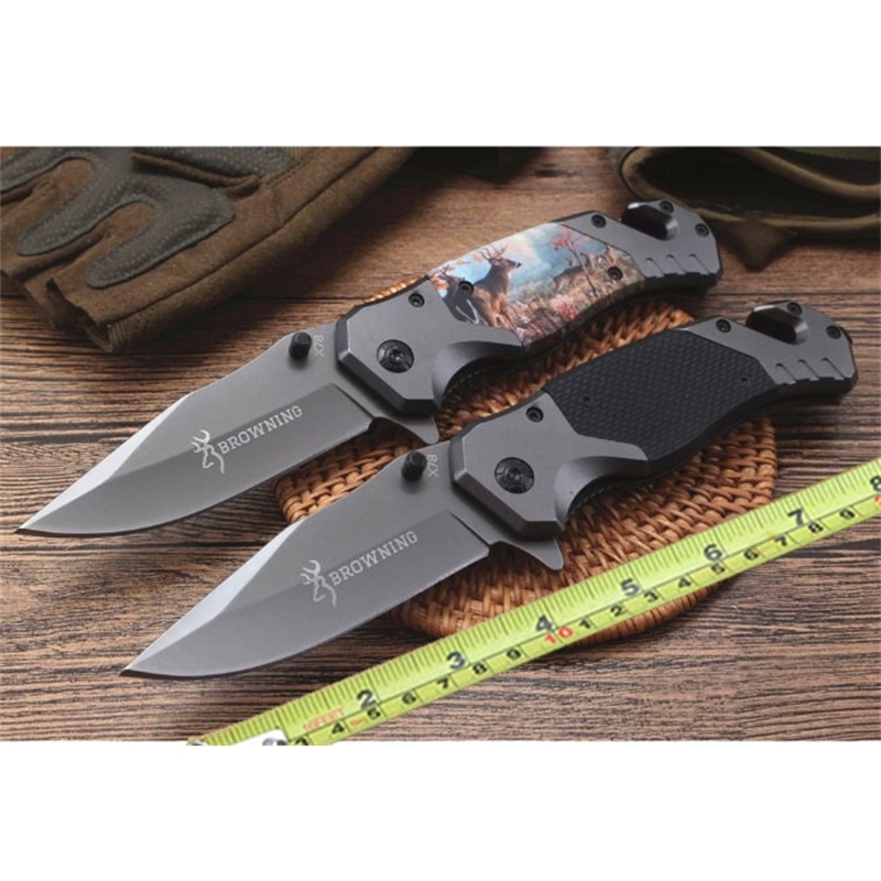 

Browning X78 steel handle folding knife 440 steel blade 8 inch camping pocket knife quick open outdoor tools box packaging wholesale