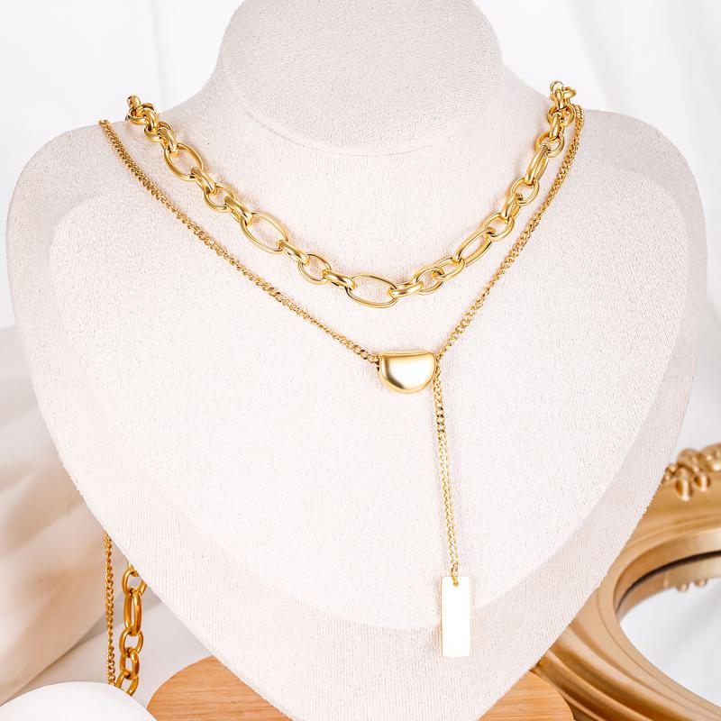

Pendant Necklaces Vintage Gold Chains On The Neck Choker Necklace For Women Gift Punk 2 Multi-layer Female Jewelry 2021 Trend, Silver