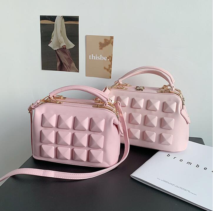 

Factory wholesale leather women shoulder bags Candy-colored fashion handbag simple atmospheric plaid elegant doctor bag street trend solid color handbags