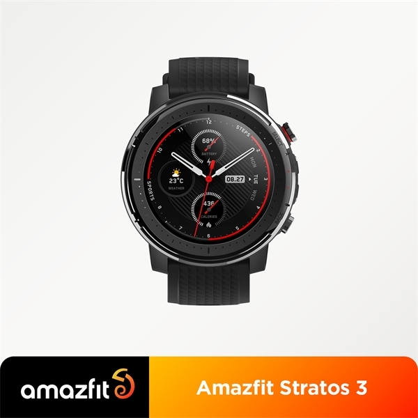 

[PLAZA Spain] global version Amazfit Stratos 3 smart watch 5ATM water resistant activity and segui, Black