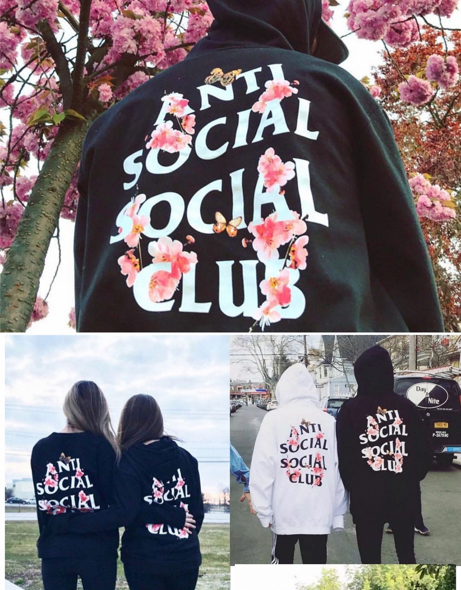 

European and American Men's Hoodies high end street fashion 2021 Cherry Blossom butterfly printing couple stylist Sweatshirts top quali, Black