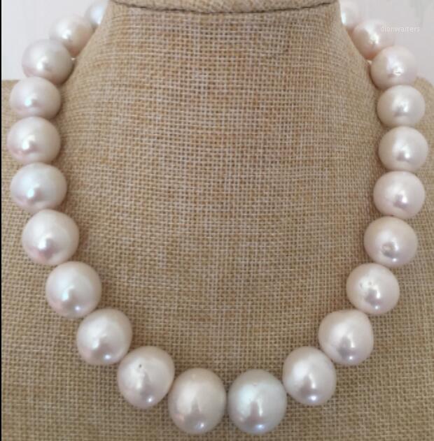 

Huge 15-16 Mm White Round Pearl Necklace 18inch Chains