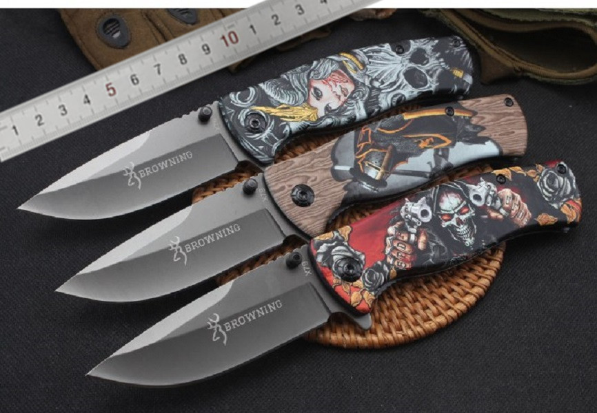 

Wholesales Browning X79 Tactical Folding Knife Titanium Blade Wood and Steel Handle Outdoor Hiking Hunting Survival Pocket Utility EDC Tools