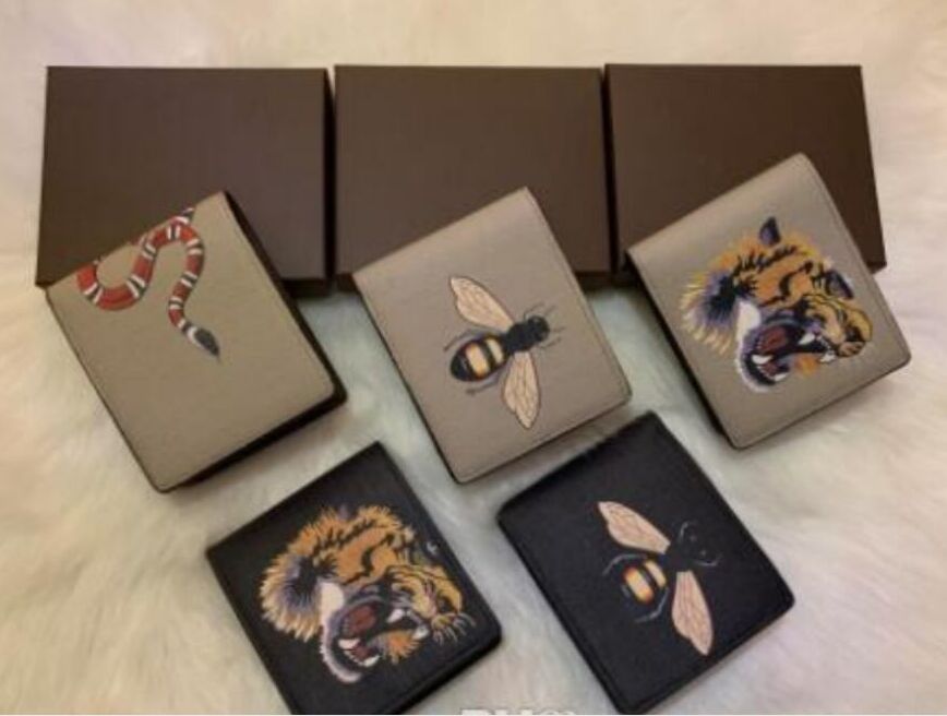

Fashion Mens Wallets Classic Men snake bee Tiger Wallet Multiple Bifold Short Small Purse, Black tiger