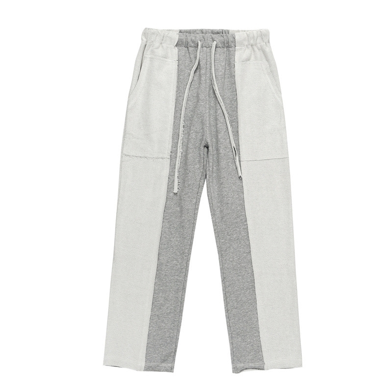 

IEFB High Street Trend Splicing Straight Causal Pants Men's Elastic Waist Loose Sports Pants For Couple Sweatpants 9Y5932 210524, Gray
