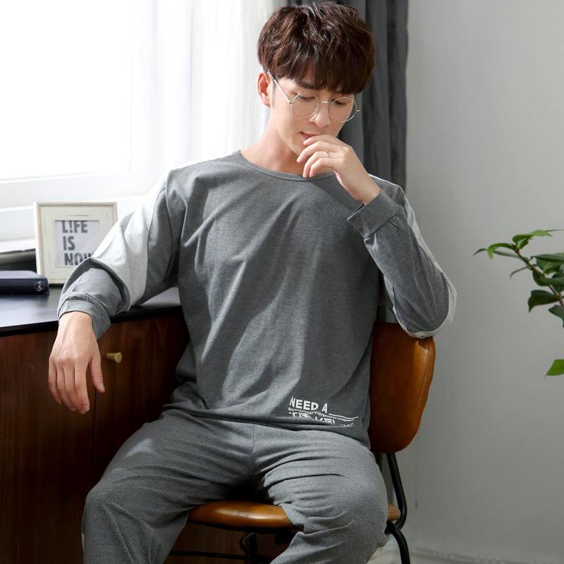 

Men's Sleepwear Yidanna 2 Colours Men Pajamas Set Cotton Nightwear Male Autumn Pyjama Plus Size Casual Long Sleeved Nighties, Qms8879
