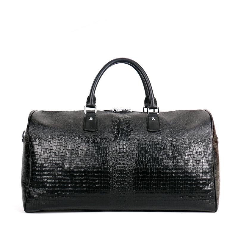 

Duffel Bags 2012 Fashion Cow Genuine Leather Travel Luxury Men Alligator Portable Shoulder Brand Real Duffle, Black
