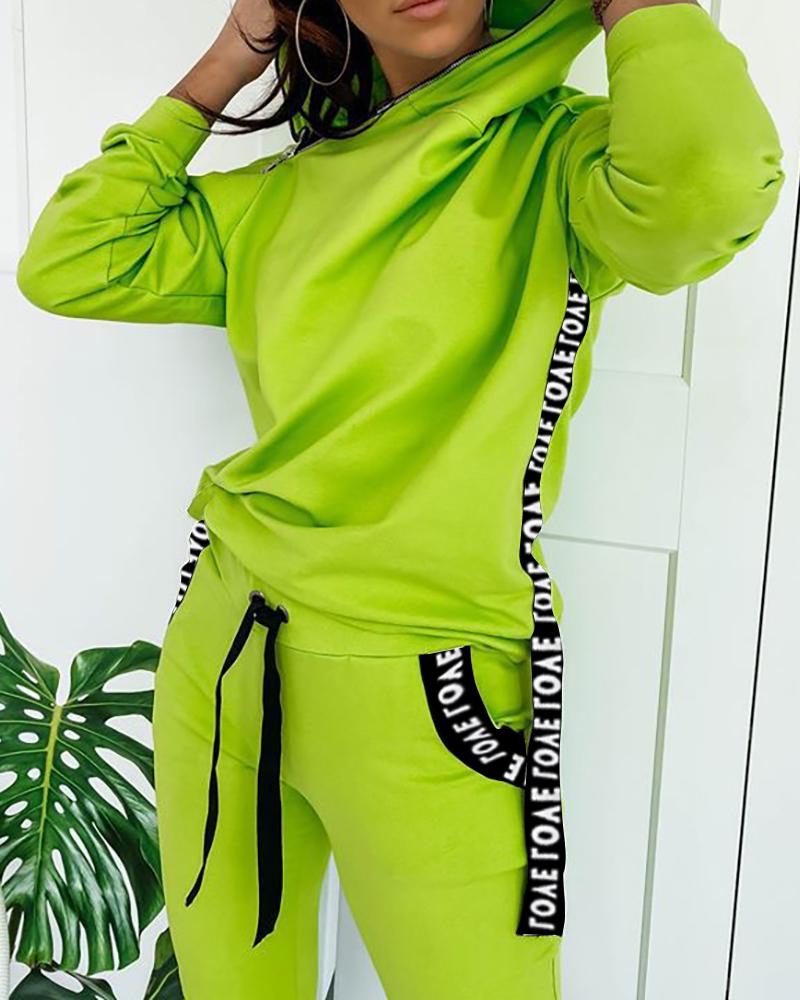 

Women' Two Piece Pants Women Fashion Casual Two-Piece Set Suits Sportwear Female Autumn Clothes Letter Printed Hooded Hoodies, Black