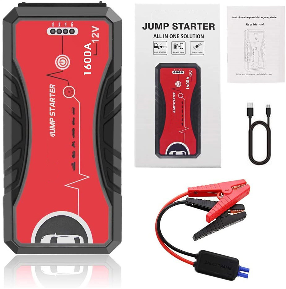 

2021 Jump Starter NW100 battery 1600A Peak 2000mAH (up to 7.0L Gas and up 6.0L Diesel Engines) 12V Auto Booster Portable Power Pack with flashlight