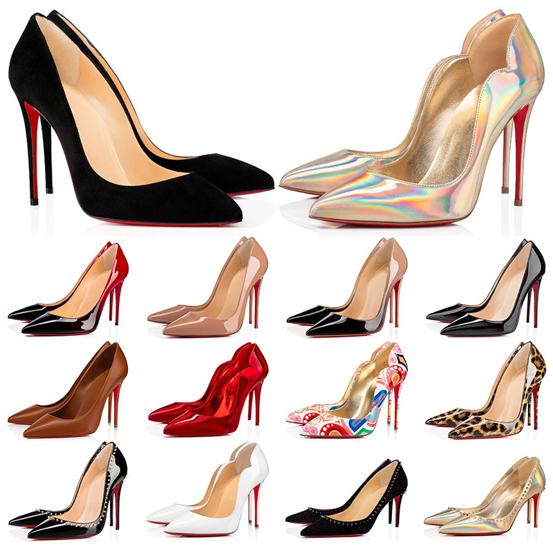 

Dress shoes red bottom high heel designer womens Stiletto 8 10 12CM Genuine Leather Point Toe Pump loafers Rubber, 35
