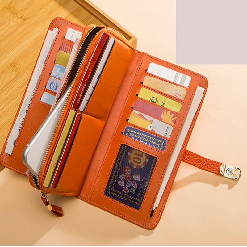 

2021 NEW Genuine Leather Designer Wallet Women Wallet Fashion Money Bag Cell Phone Pocket Ladies Luxury Long Purse