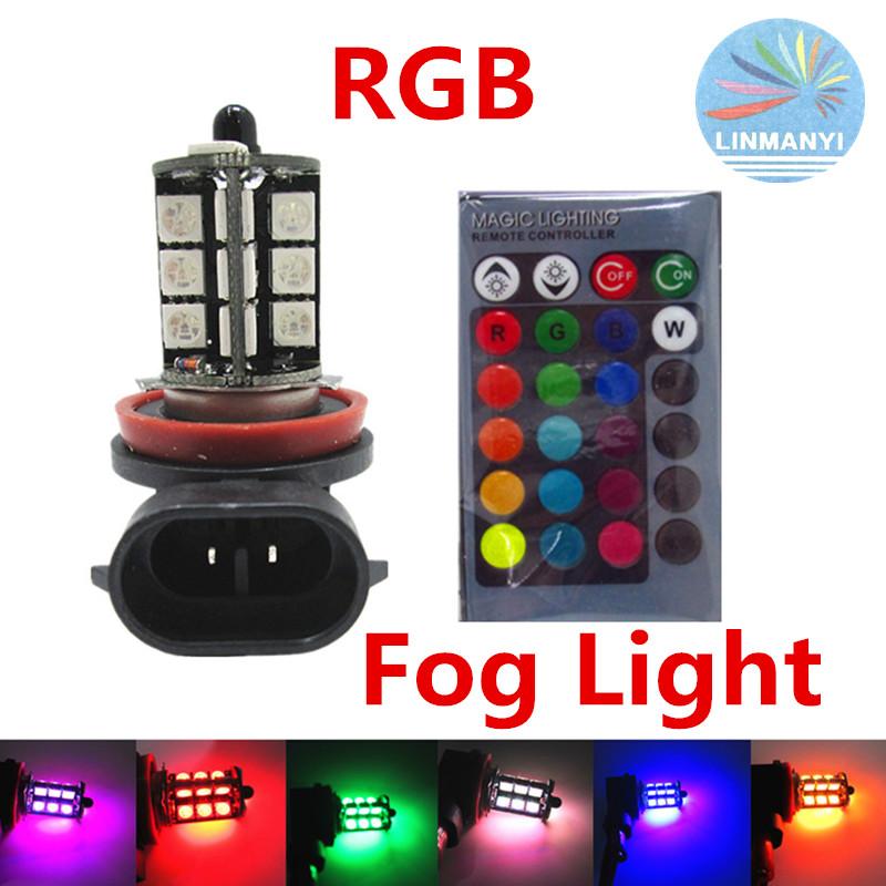 

Car Headlights Style 27SMD Multi-color RGB H10/H11/H8/1156/3156/7440/H7/9006/9005 LED Fog Lights Reversing With Remote Control