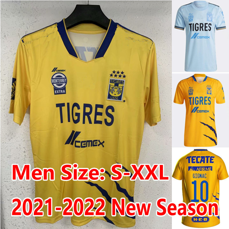 

2021 2022 GIGNAC Tigres UANL soccer jersey 7 Stars home away 3rd 21 22 Mexico liga MX Vargas AQUINO PIZARRO NICOLAS jerseys men kids kit football shirts maillots futol, 21/22 home