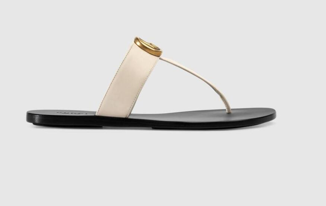 

2021 Men Beach sandals Summer fashion women flip flops 100% leather lady Metal shoes Flat Ladies slippers Large size 35-45, Black