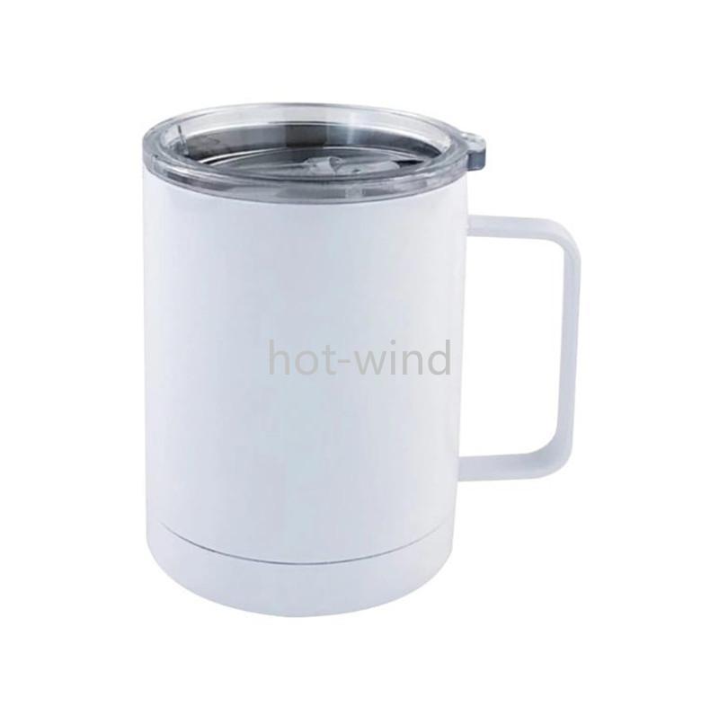 

12oz Blank Sublimation Water Mug White Stainless Steel Insulated Cups Double Wall Vacuum Car Cup Portable Travel Tumbler with Handle EE, Picture shown