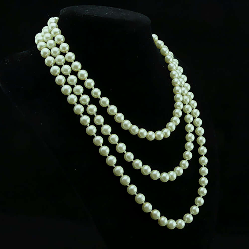 

long versatile autumn and winter pearl necklace fashion sweater chain, Silver