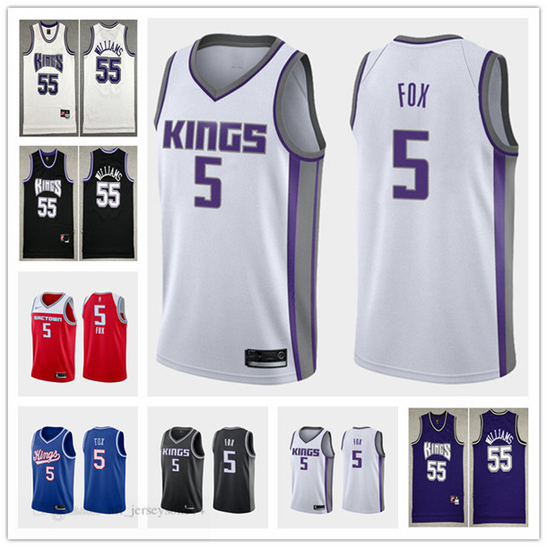 

Custom Mens women youth SacramentoKings5 De'AaronFox 55 Jason Williamswhite black Throwback City Basketball jersey