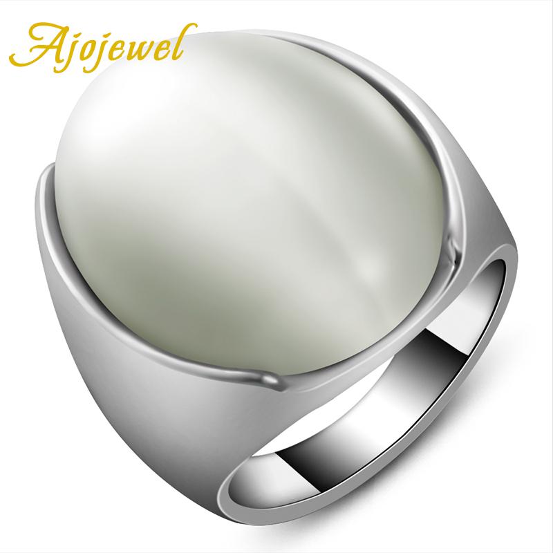 

Cluster Rings Ajojewel Size 7-10 Single Big White Opal Stone Finger Men Women Fashion Jewelry Wholesale