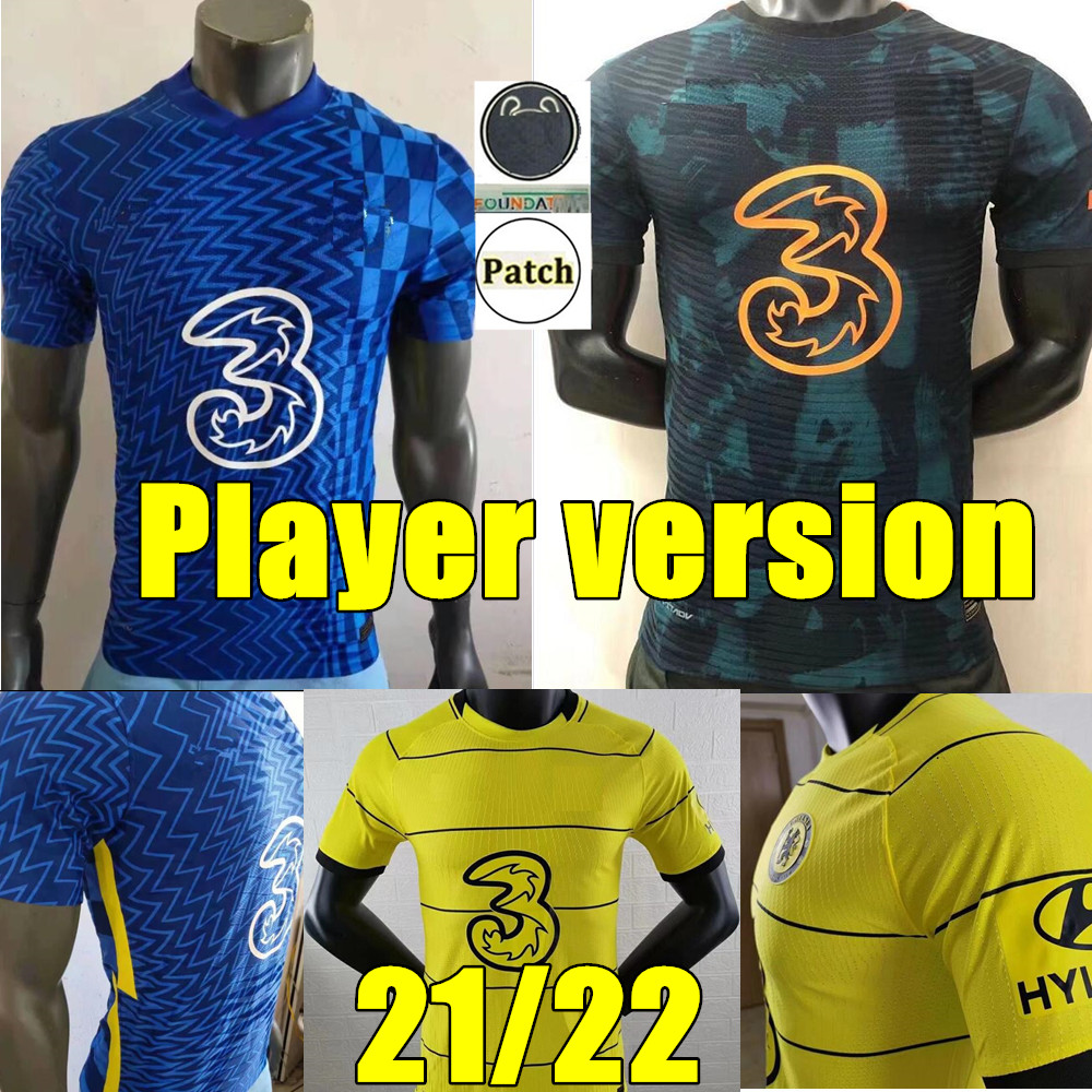 

CFC soccer jersey Player version home away 3rd ZIYECH PULISIC MOUNT KANTE WERNER ABRAHAM GIROUD HUDSON-ODOI 2021 2022 football shirt 21 22 Men uniforms, Home+champion patch