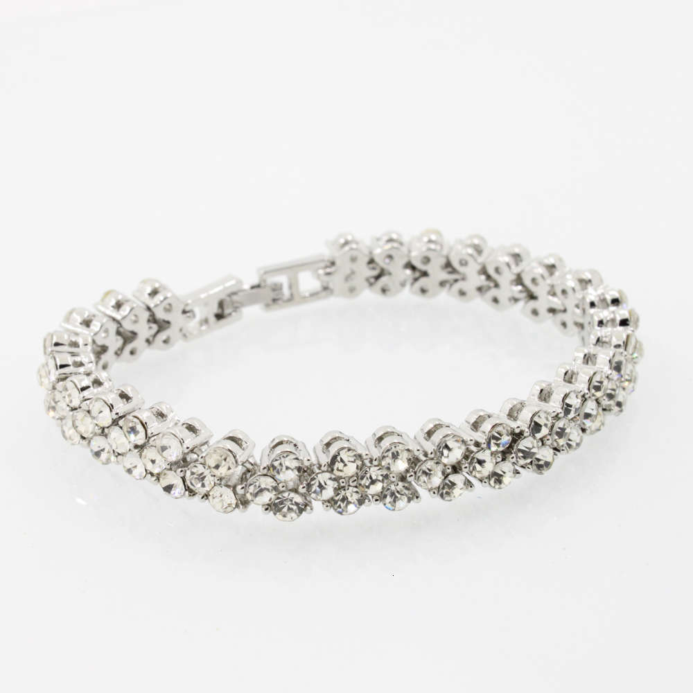 

Korean Jewelry Fashion inlaid diamond Roman flash Water Diamond Bracelet, Golden;silver