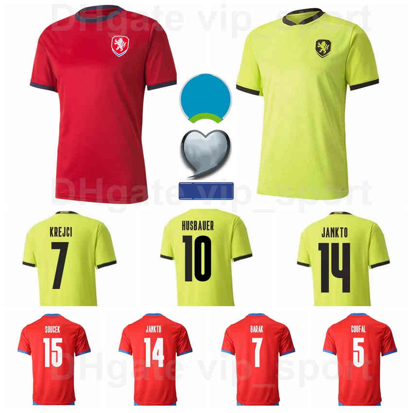 

National Team Soccer Czech Republic Jerseys 8 DARIDA 7 BARAK 2 KADERABEK 3 CELUSTKA 6 KALAS Football Shirt Kits 20-21 EuroÂ CupÂ Patch, Black;yellow