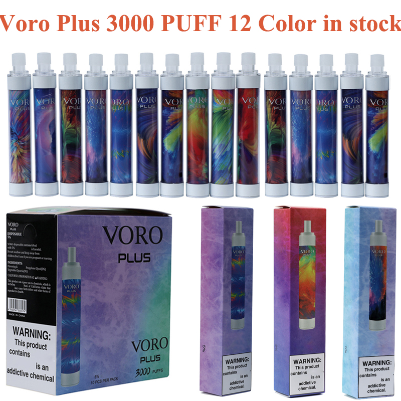 

Voro Plus Rechargeable Disposable Vape Pen E Cigarette Device with RGB Light 650mAh Battery 4.8ml Cartridges Prefill 3000 Puffs Vapes Kit VS