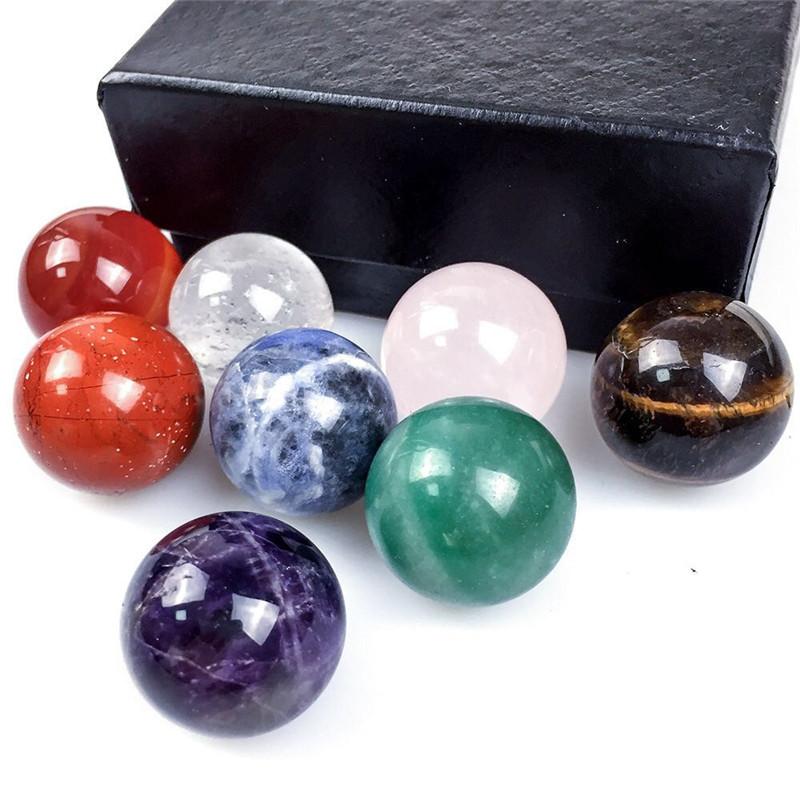 

Decorative Objects & Figurines Natural Crystals Ball 7 Chakras Reiki Healing Crystal Stone Sphere Gemstone Amethyst Rose Quartz
