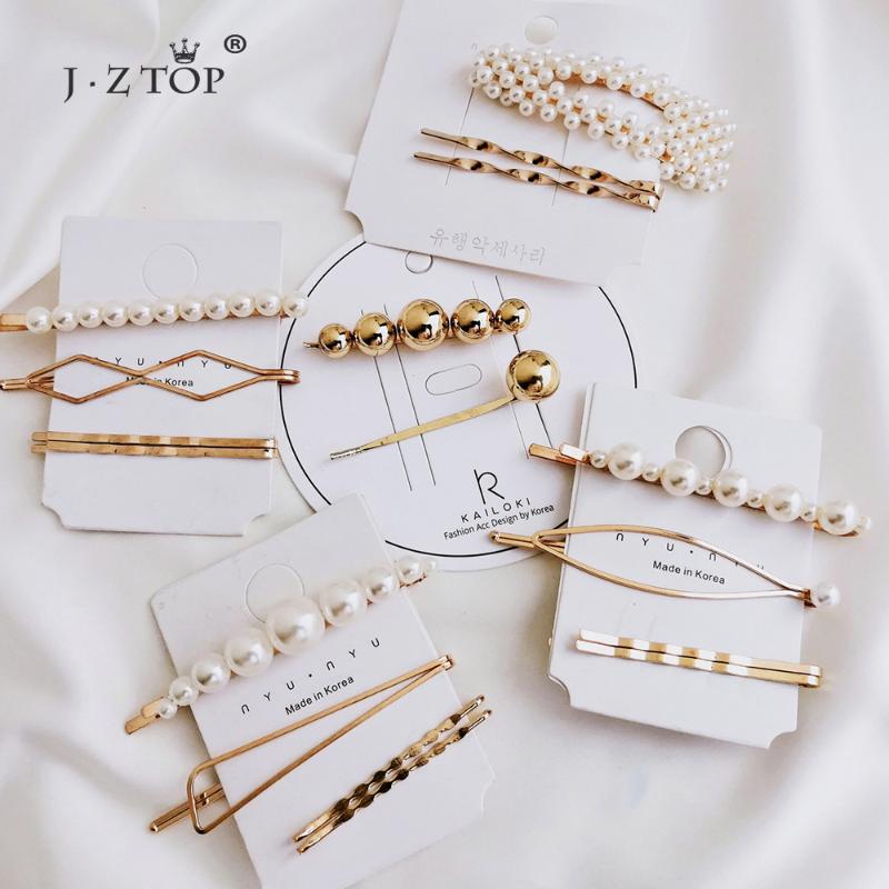 

Hair Clips & Barrettes 4/3/Set Women Fashion Pearl Clip Bobby Pin Barrette Hairpin Headdress Side Styling Tools Accessories Femme, Golden;silver