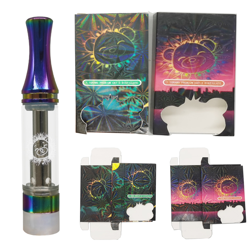 

Buddah Bear Vape Cartridge Packaging Atomizers Disposable Vapes Pen 510 Ceramic Cartridges E Cigarettes Starter Kits 0.8ML Glass Thick Oil V