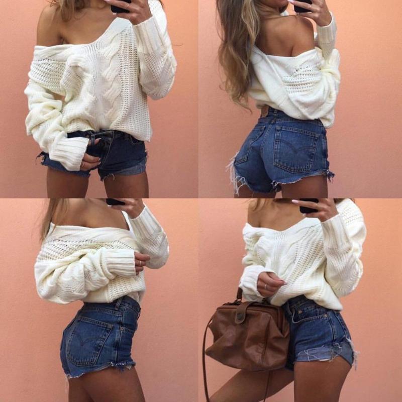 

Winter Knitted Sweater Women 2021 Autumn White Pullover Sexy Deep V Neck Long Sleeve Jumpers Pull Femme Sweter Mujer Women' Sweaters